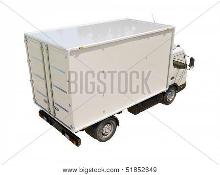 White commercial delivery truck isolated on a white background
