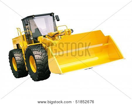 Modern front loader isolated on white background without shadow