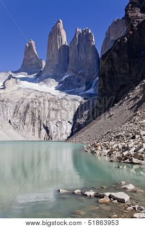 Torres Del Paine Peak On A Clear Day.