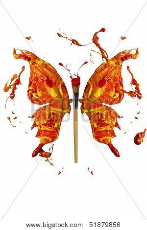 Colors And Paintbrush Made Butterfly