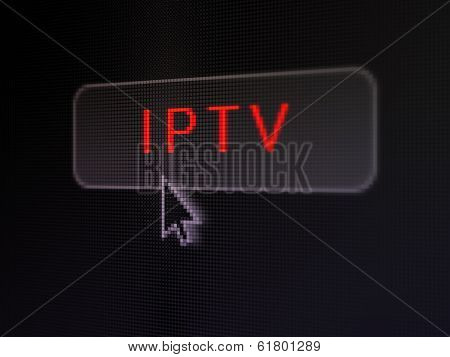Web development concept: IPTV on digital button background