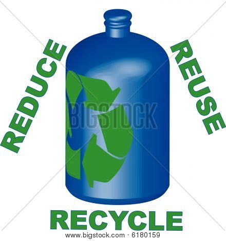 Recyclable Container With Reduce Reuse Recycle.