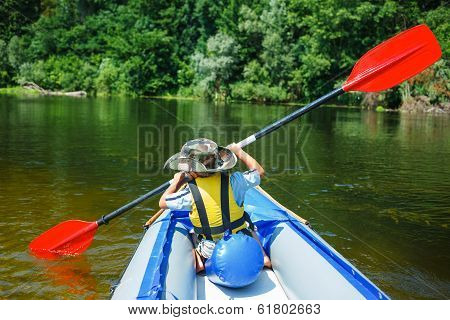 Boy kayaking