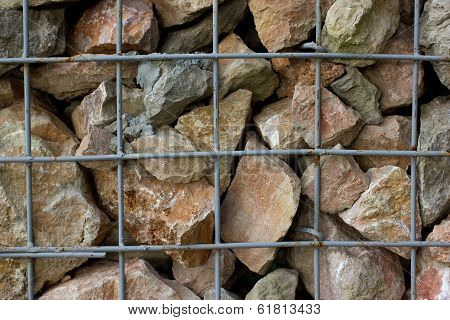 Background Granite Retaining Wall Reinforced With Steel Grid