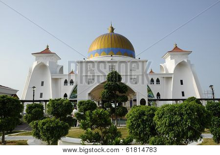 Facade of Malacca Straits Mosque (Masjid Selat Melaka)