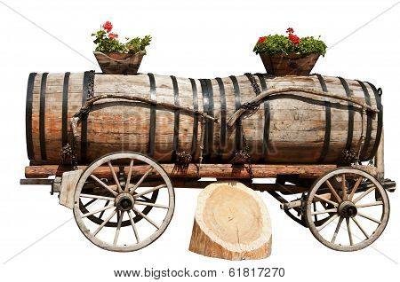 Wine Barrels in Aigle, Switzerland Isolated on White