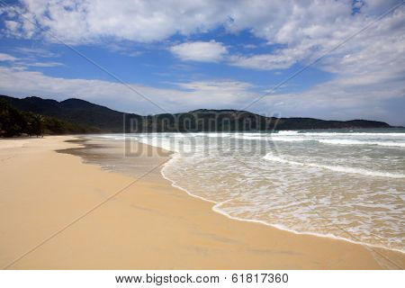 lopes mendes beach in the beautiful island of ilha grande near rio de janeiro in brazil