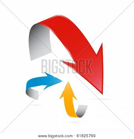 3d Vector Arrows Isolated on White background