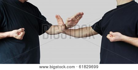 Athletes are training techniques of Wing Chun