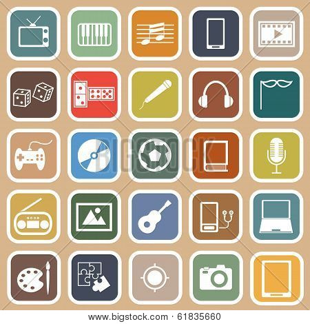 Entertainment Flat Icons On Orange Background