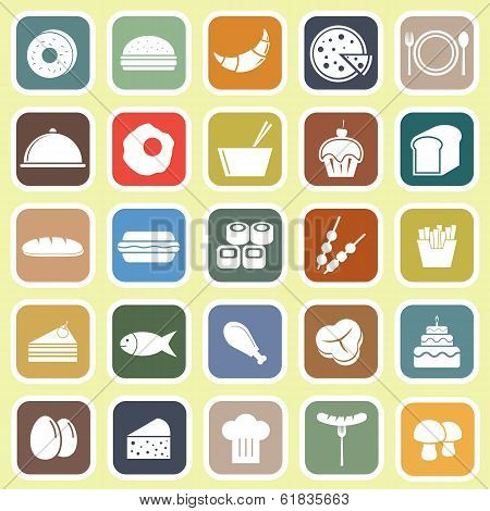 Food Flat Icons On Yellow Background
