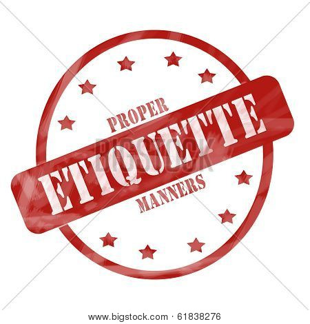 Red Weathered Etiquette Stamp Circle And Stars