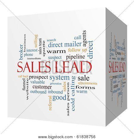 Sales Lead 3D Cube Word Cloud Concept