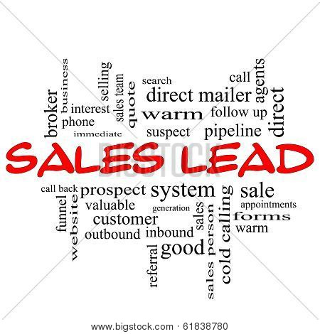 Sales Lead Word Cloud Concept In Red Caps