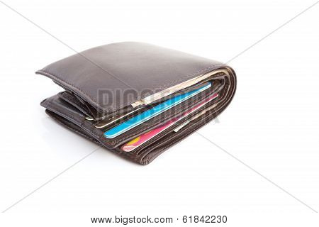 Brown Leather Wallet Isolated On White Background