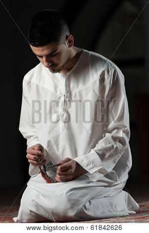 Muslim Man Is Praying In The Mosque