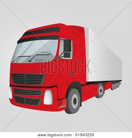 Red delivery truck - isolated