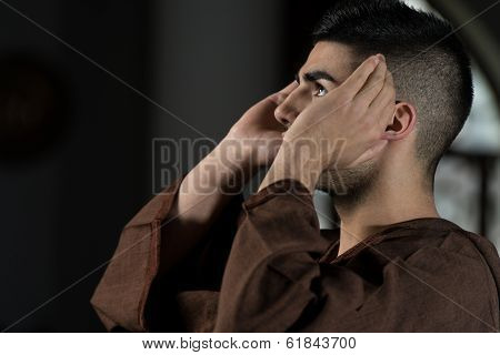 Muslim Man Is Praying In The Mosque