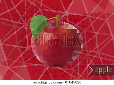 Polygonal Red Apple With Background