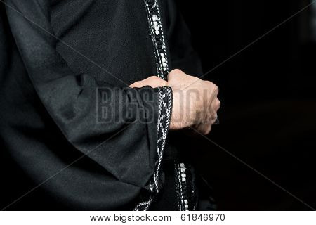 Close-up Of Male Hands Praying In Mosque