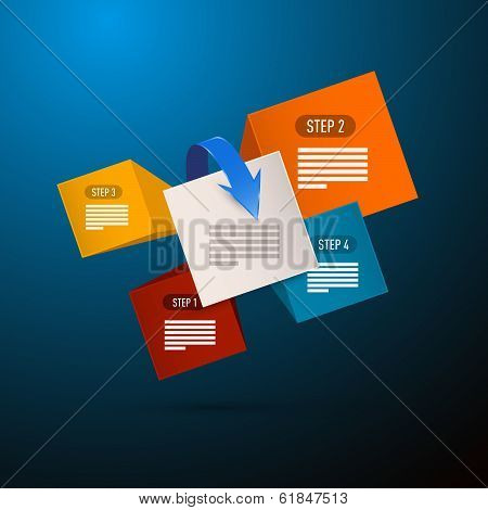Infographics Blue Background With Five Elements.