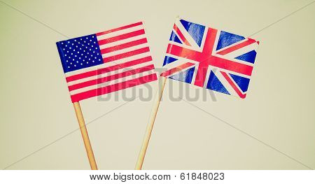 Retro Look British And American Flags
