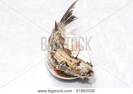 Baked Striped Snakehead Fish With Salt Coated.