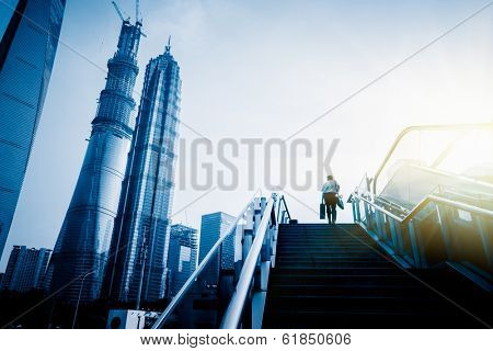 stair of shanghai china, blue toned image.