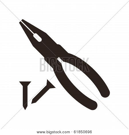 Pliers And Nail Icon