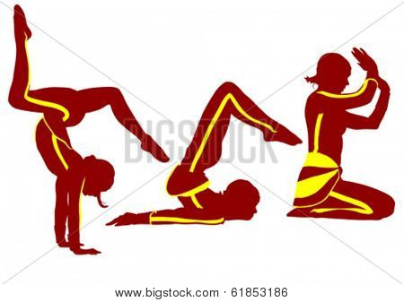 Sports young women in tights on white background