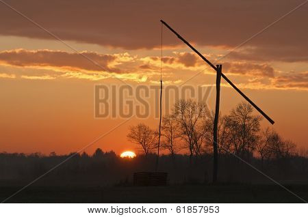 Shadoof At Sunrise