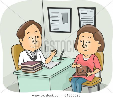 Illustration of a Doctor Discussing the Result of the Checkup with His Patient