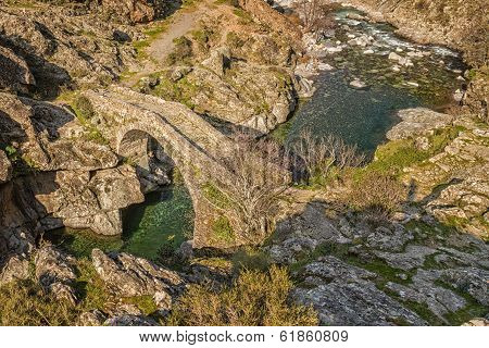 Genoese Bridge At Asco In Corsica