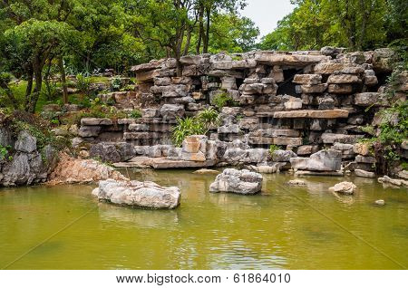 Asian Rocky Pond Park Garden