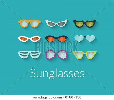 Flat set of vector sunglasses