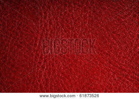 Red Textured Leather Grunge Background Closeup