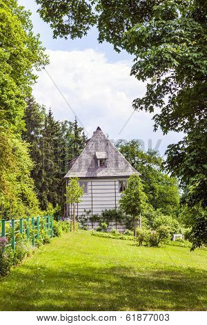 WEIMAR, GERMANY - AUG 7, 2013: Goethe's Garden House at Park an der Ilm in Weimar Germany