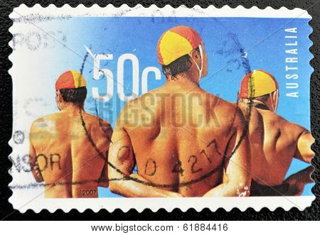 AUSTRALIA - CIRCA 2007: A stamp printed in Australia shows swimmers circa 2007