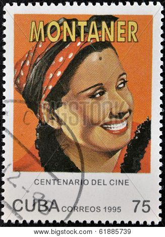 CUBA - CIRCA 1995: A stamp printed in Cuba shows Rita Montaner Cuban singer pianist actress and star