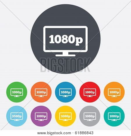 Full hd widescreen tv. 1080p symbol.