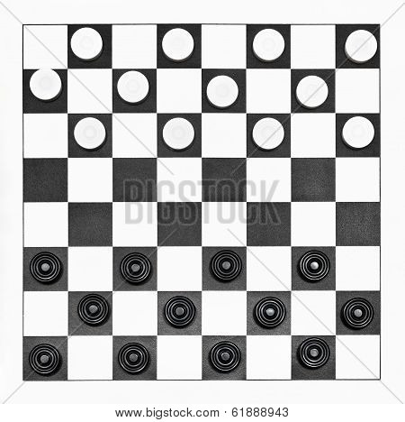 Top View Of Starting Position On Checkers Board