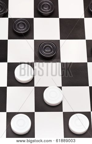Position On Black And White Draughts Board