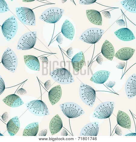 Seamless dandelion pattern in trendy colors