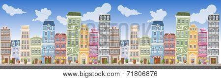 Big colorful city landscape with buildings