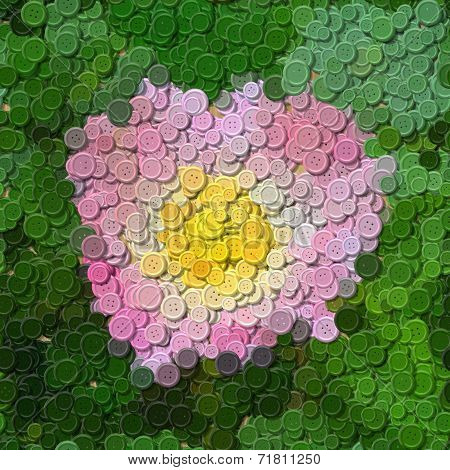 Pink Rose Sewing Buttons Image Generated Background