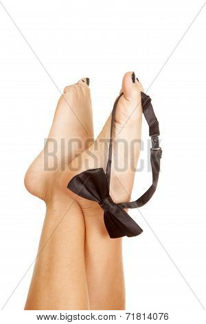 Woman Legs Bow Tie On Toes