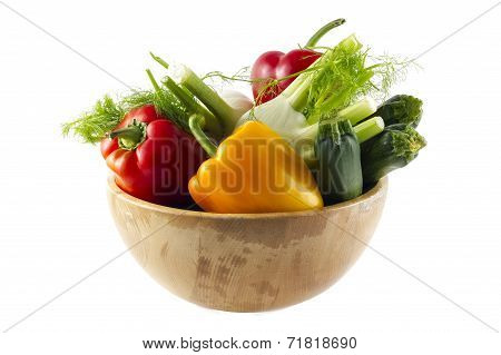 Colored Peppers Over White Background