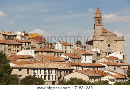 Picturesque Town In Spain. Ancient Houses And Cathedral. Orihuela Del Tremedal