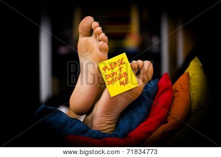 Feet On The Sofa With A Post Card
