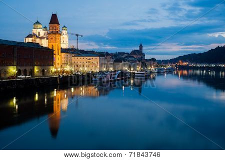 Night view of Passau, Germany